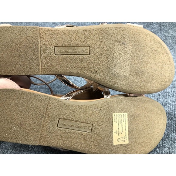 AMERICAN EAGLE OUTFITTERS Sandals Women's Size 6 Pink Gold Strappy Zip Open Toe - Picture 7 of 8